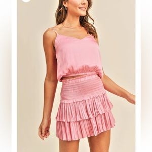 Reset By Jane Silky Smocked Skirt in Bubblegum